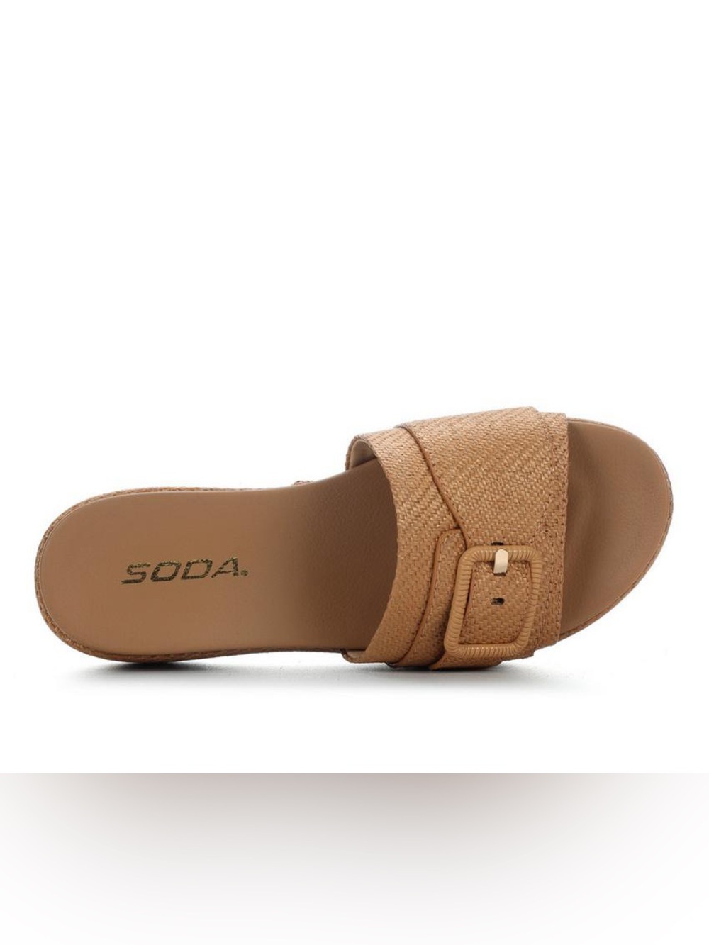 Soda Tan Woven Buckle Slide Sandal for Women